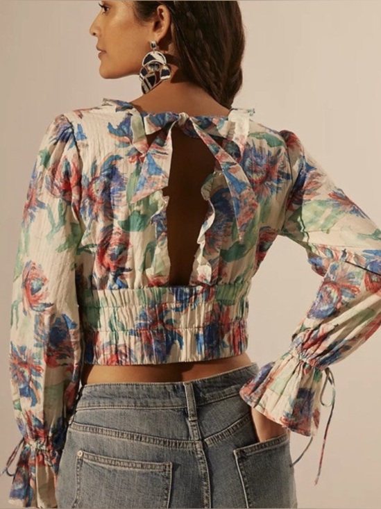 Anthropologie Tops - Anthropologie Floral Crop Top Small